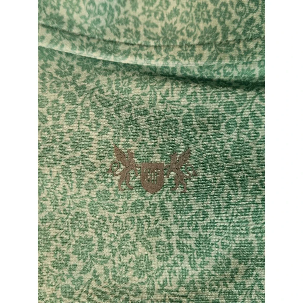 Hickey Freeman Golf Polo Shirt Mens XL Teal Floral Performance Stretch Short Slv